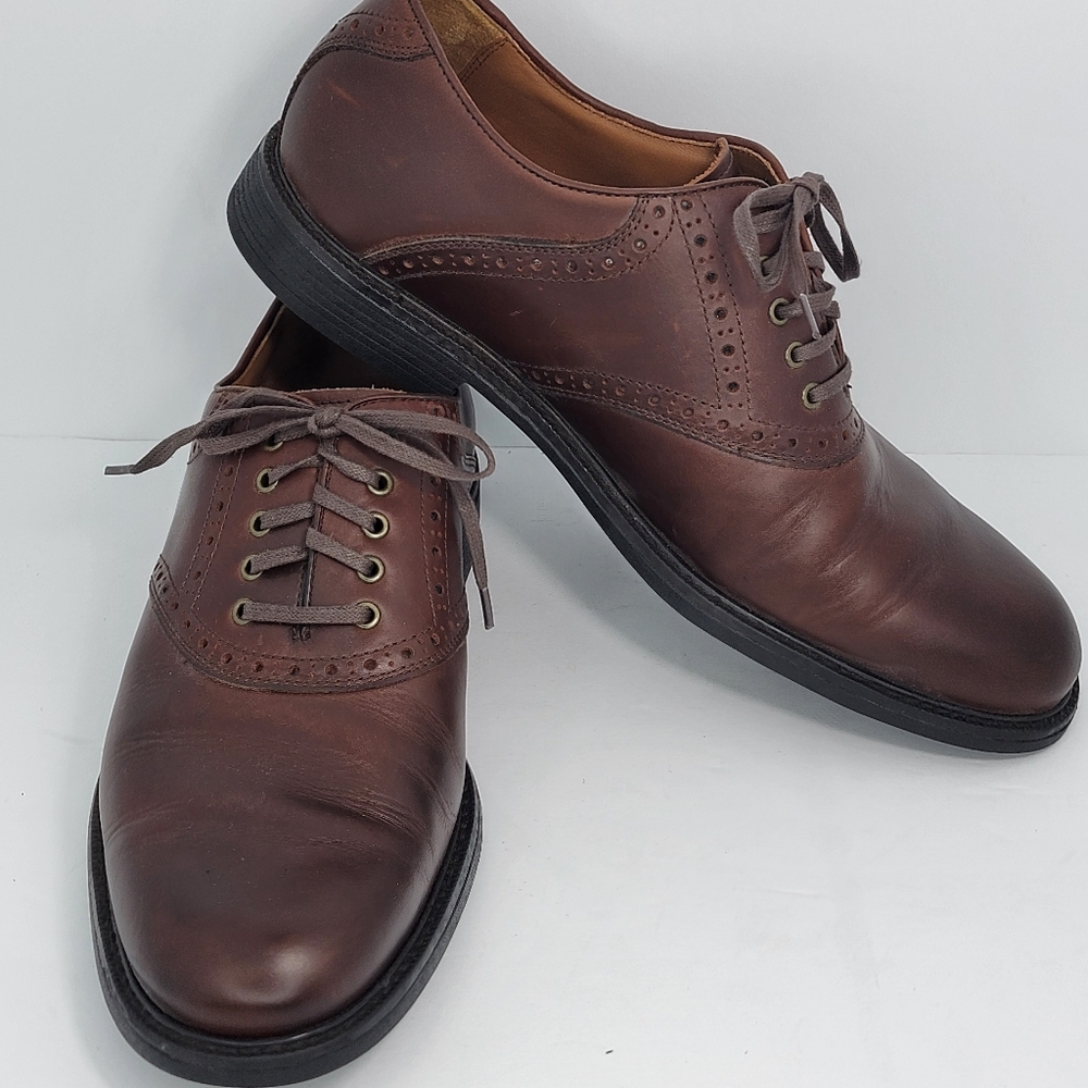 EUC Johnston & Murphy Dark Brown Leather Oxfords w/ XC4. SIZE 9.5 #1632